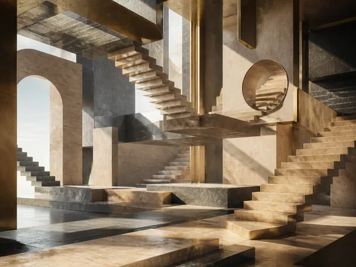 Broad Monumental Platforms And Floating Stairs — Cities & Architecture Galaxy Fold wallpaper