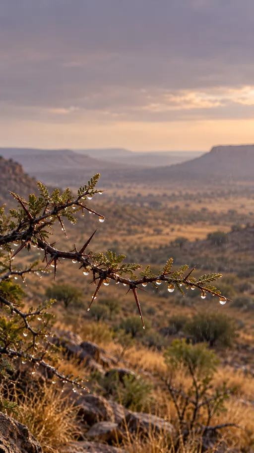 Thorn Branch in Fine Rain — Nature & Landscapes wallpaper