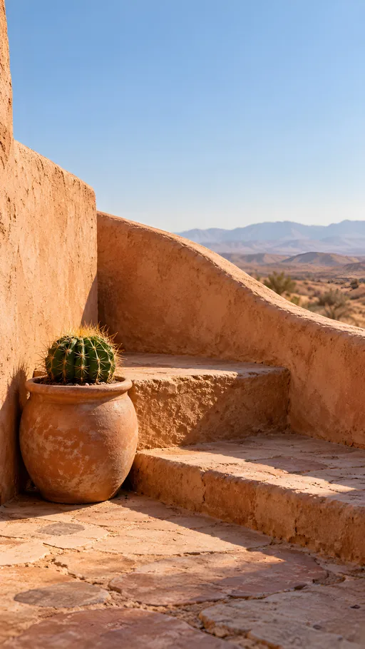 Earthen Stair and Cactus Pot — Cities & Architecture wallpaper