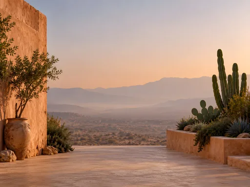 Earthen Wall and Cactus Courtyard — Cities & Architecture wallpaper