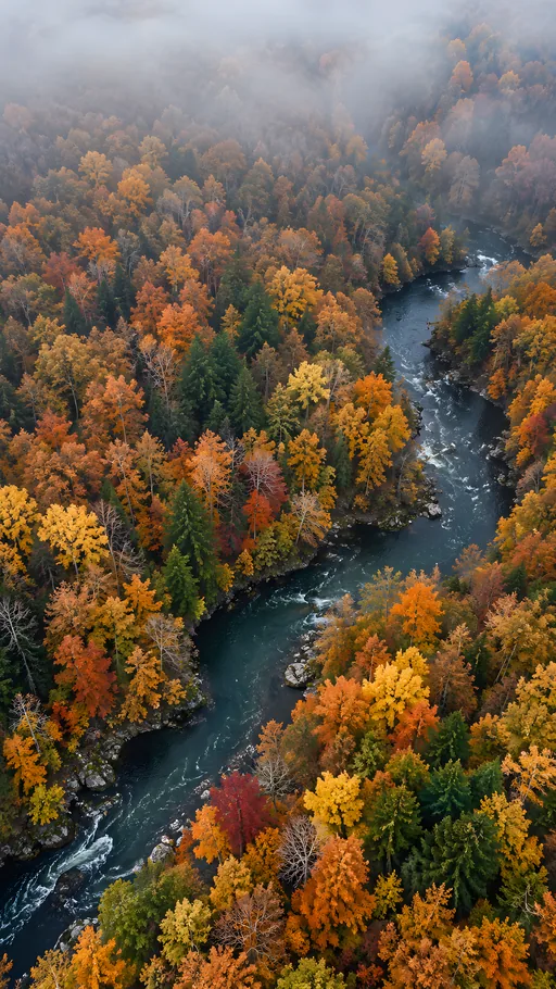 River Through Autumn Canopy — Nature & Landscapes wallpaper