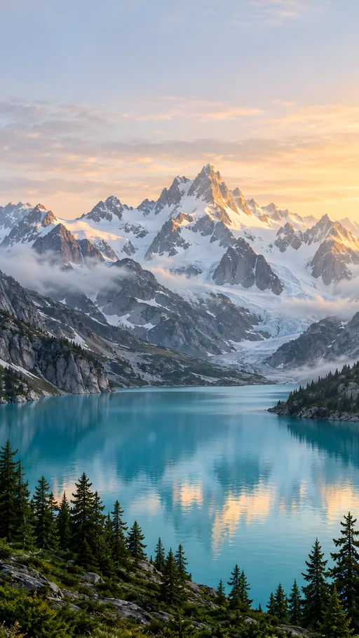 Turquoise Glacial Lake at Dawn — Nature & Landscapes wallpaper