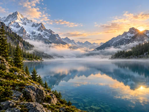 Glacial Lake Between the Peaks — Nature & Landscapes wallpaper