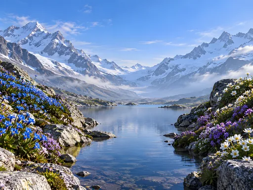 Alpine Flowers and a Meltwater Valley — Nature & Landscapes wallpaper