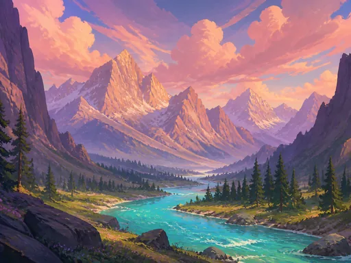 Broad Painted Mountain Valley Framed By — Nature & Landscapes Galaxy Fold wallpaper