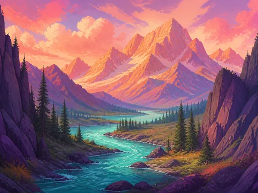 Broad Painted Mountain Valley Framed By — Nature & Landscapes Galaxy Fold wallpaper