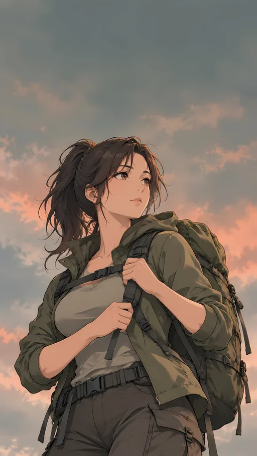 Explorer Tightening a Backpack — Anime wallpaper