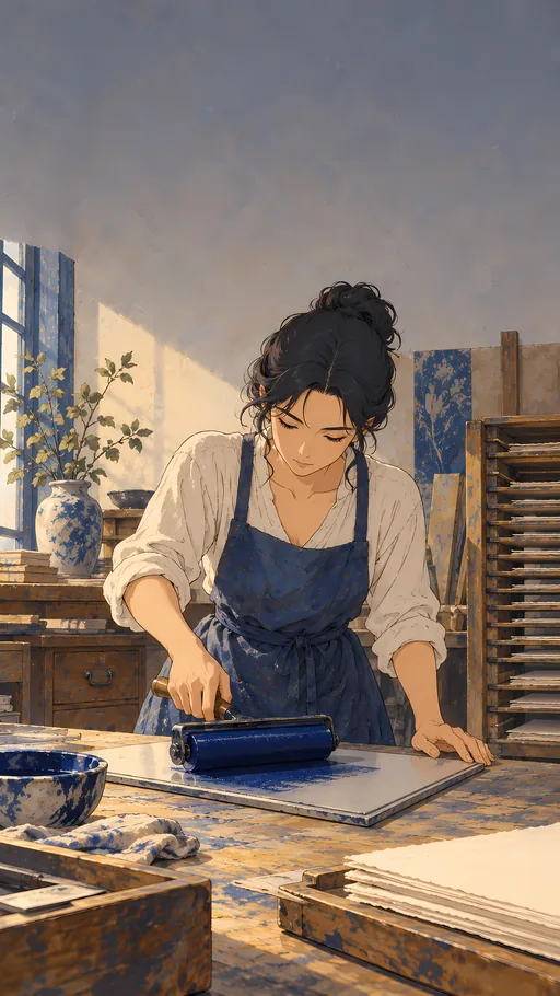 Printmaker Rolling Ink — Anime wallpaper