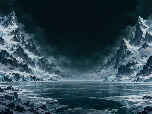 Snowy Peaks and Dark Sky — Anime wallpaper