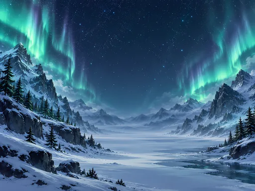 Aurora Glow Over Smooth Snow — Anime wallpaper