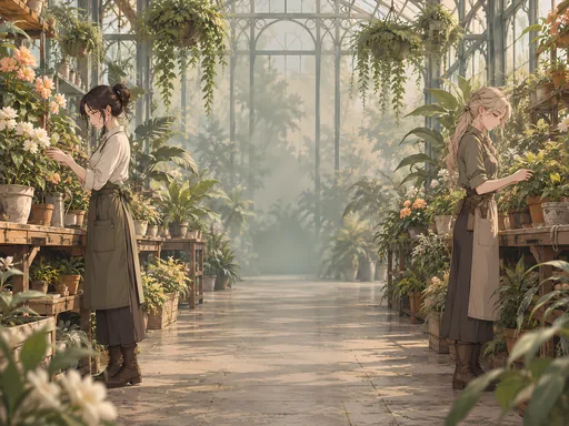 Two Botanists at the Benches — Anime wallpaper