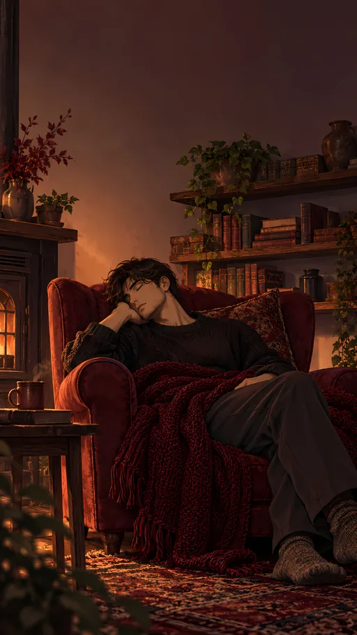 Nap Beneath the Shelves — Anime wallpaper