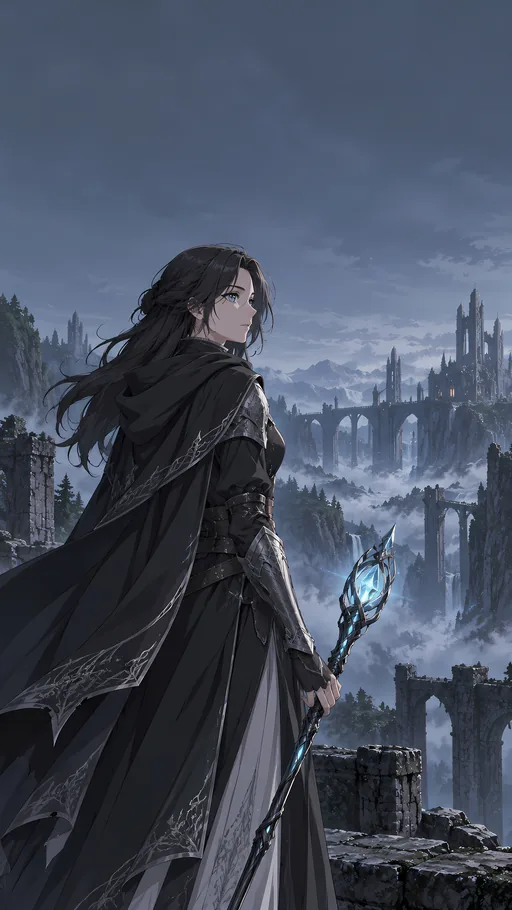 Guardian with a Glowing Staff — Anime wallpaper