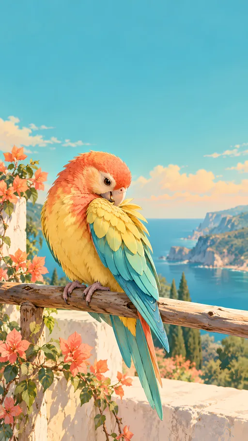 Small Parrot Preening — Anime wallpaper