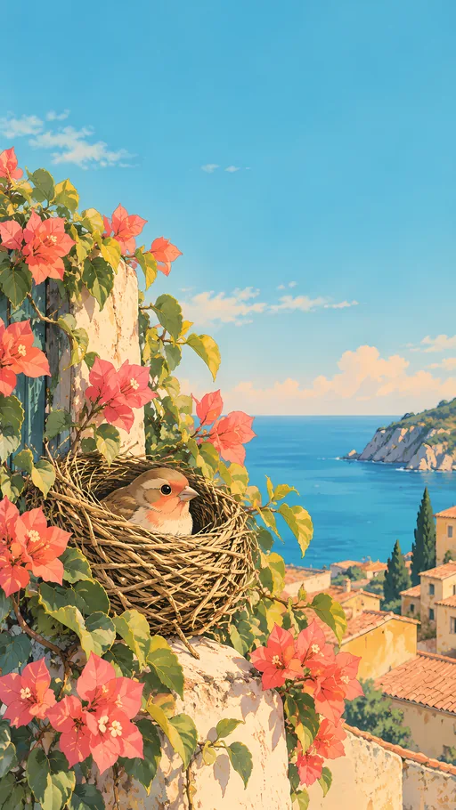 Finch in a Woven Nest — Anime wallpaper