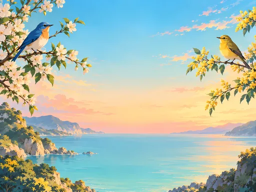 Two Birds on the Branches — Anime wallpaper