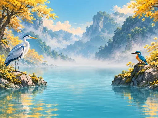 Two Birds at the Pool — Anime wallpaper