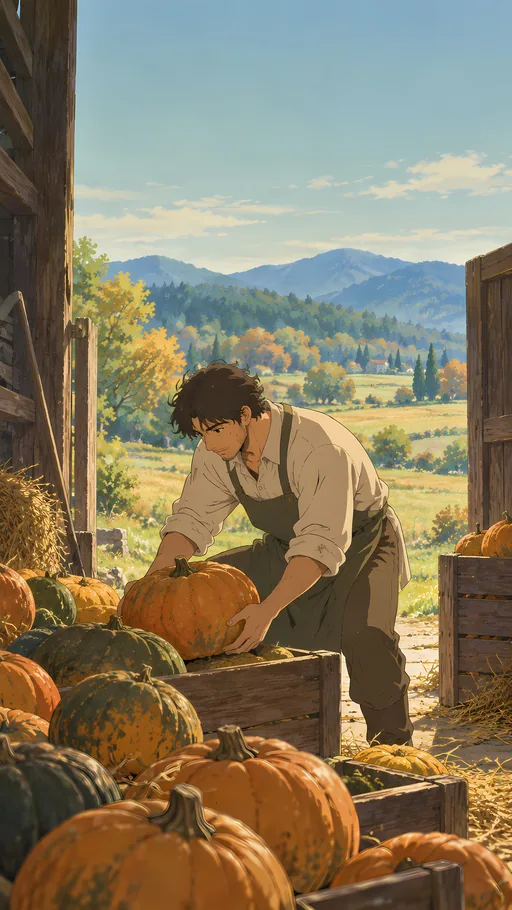 Sorting Harvest Pumpkins — Anime wallpaper