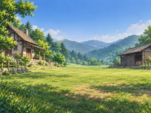 Farmhouse and Grain Shed — Anime wallpaper