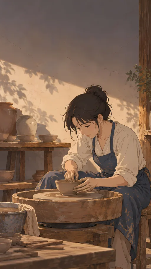 Shaping a Bowl at the Wheel — Anime wallpaper