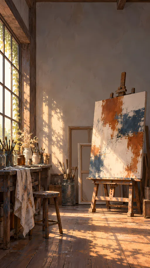 Painter's Studio and Canvas — Anime wallpaper