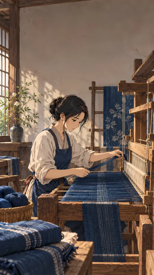 Threading the Indigo Loom — Anime wallpaper