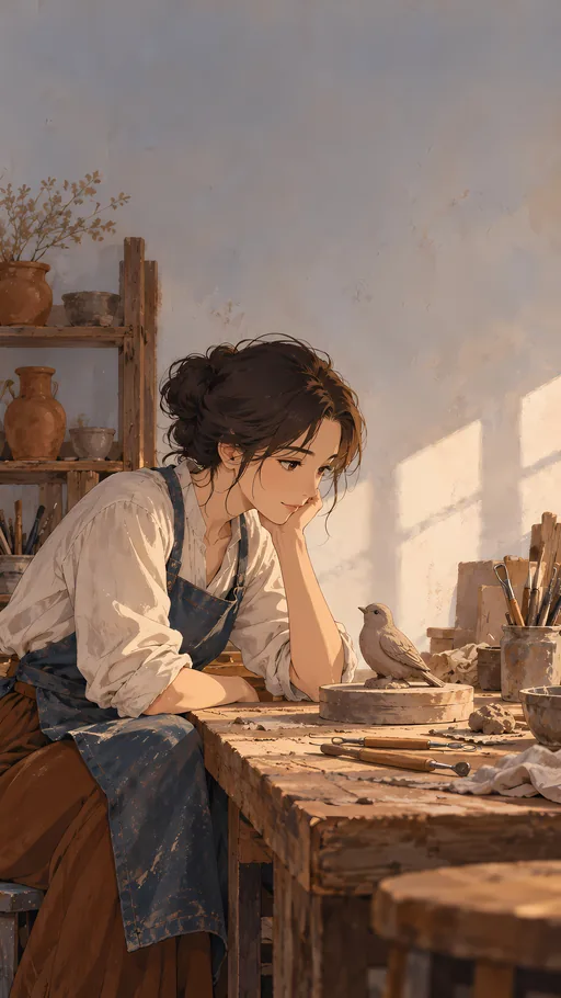 Sculptor and the Clay Bird — Anime wallpaper