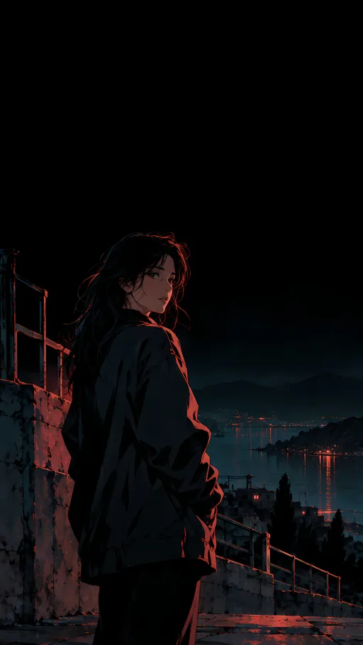 Silhouette in Amber Rim Light — Anime wallpaper