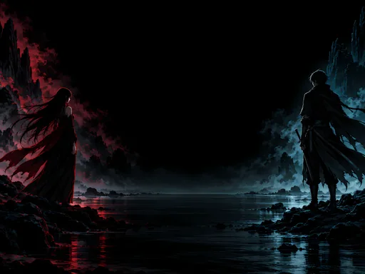 Two Silhouettes in True Black — Anime wallpaper