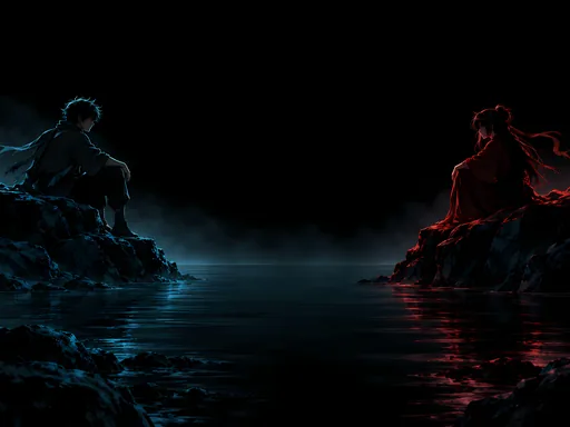 Two Silhouettes on the Stones — Anime wallpaper