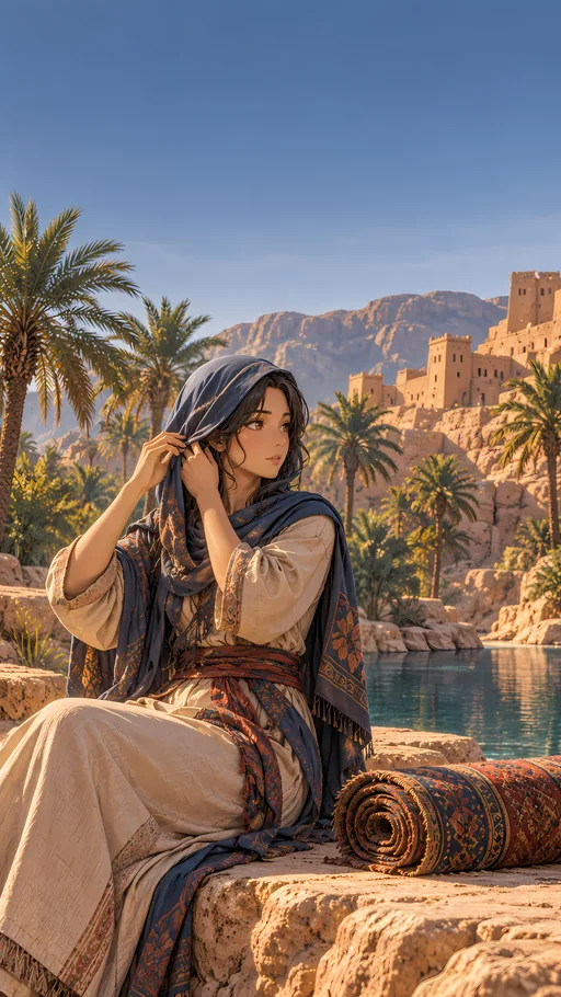 Headscarf at the Oasis — Anime wallpaper