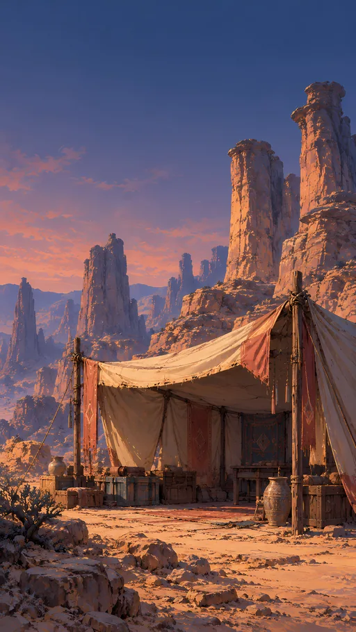 Merchant Tent Below the Pillars — Anime wallpaper