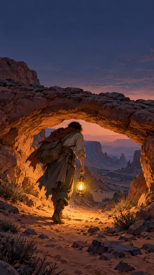 Brass Lantern Through the Arch — Anime wallpaper