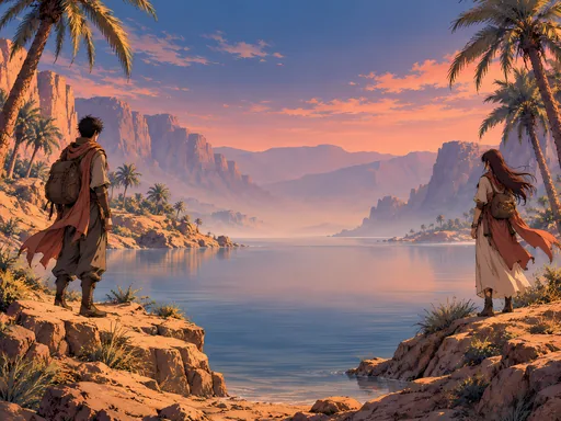 Two Travelers at the Oasis — Anime wallpaper