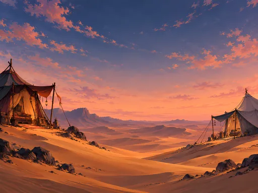 Caravan Tents on the Dunes — Anime wallpaper