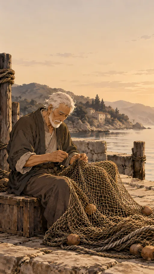 Mending the Fishing Net — Anime wallpaper