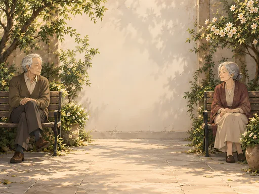 Two Elders in the Garden — Anime wallpaper