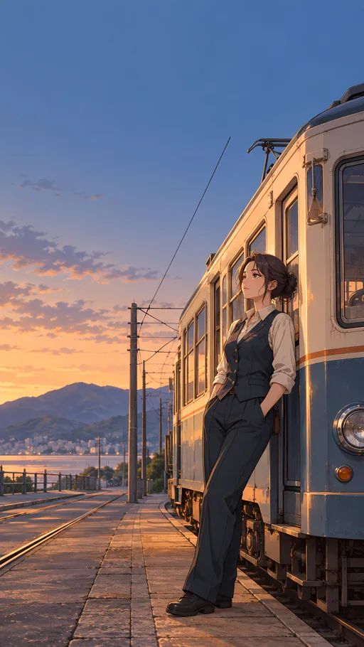 Tram Driver at Rest — Anime wallpaper