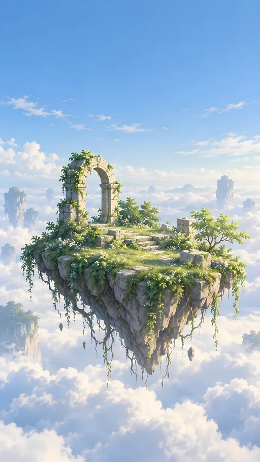 Garden Island Above the Clouds — Anime wallpaper