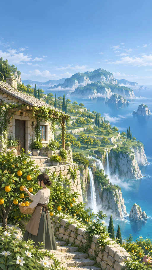 Terraced Orchard Island — Anime wallpaper