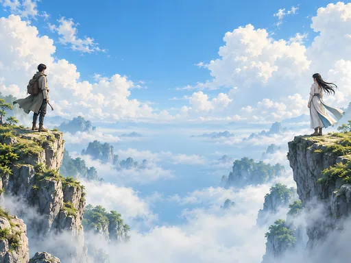 Travelers on Floating Islands — Anime wallpaper
