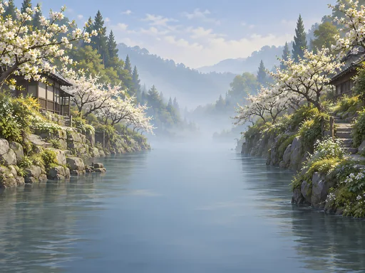 Orchard Banks and Canal — Anime wallpaper
