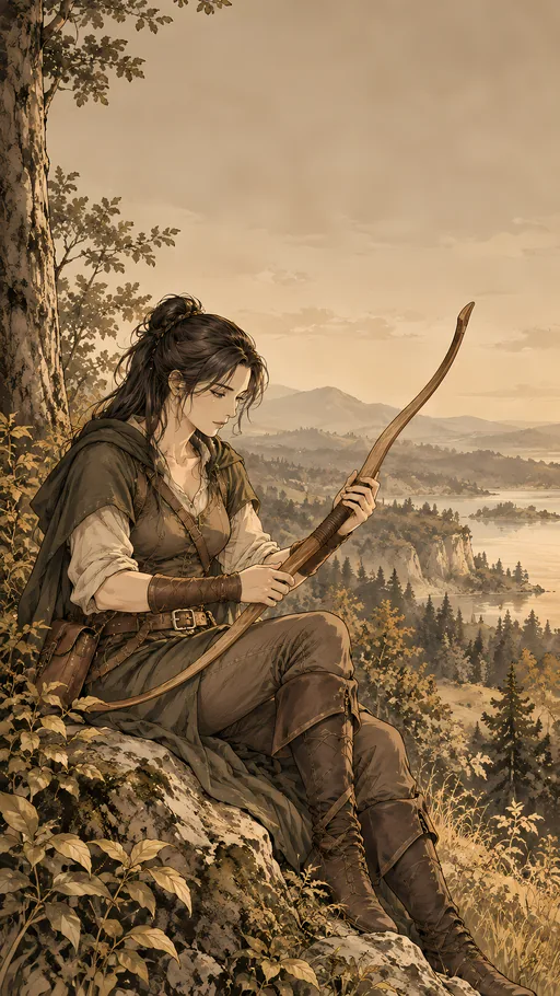Archer at the Forest Edge — Anime wallpaper