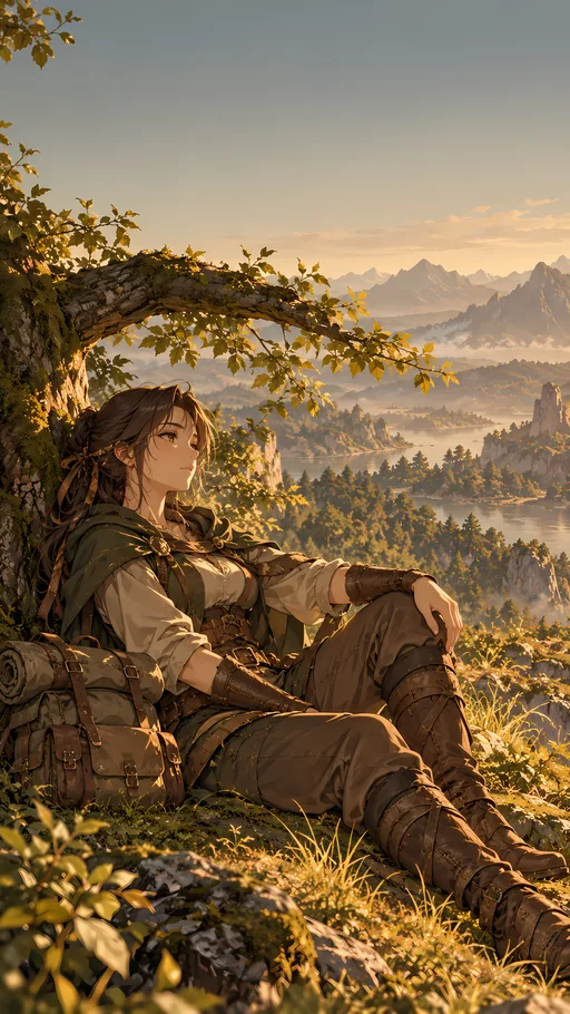 Ranger Resting Under a Branch — Anime wallpaper