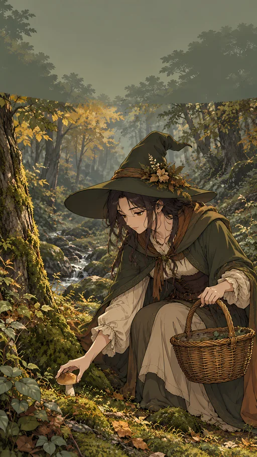 Gathering Mushrooms — Anime wallpaper