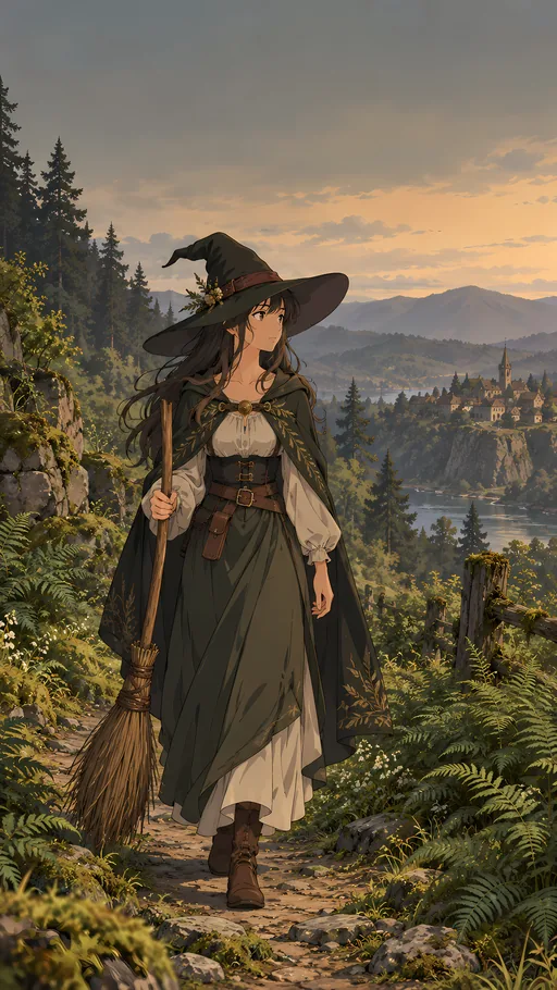 Broom Along the Fern Path — Anime wallpaper