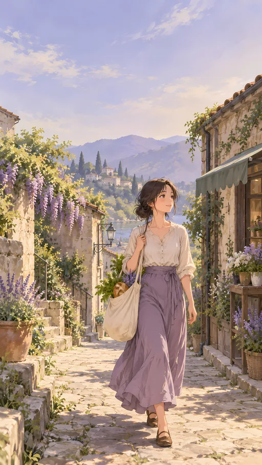 Grocery Bag in the Shopping Lane — Anime wallpaper