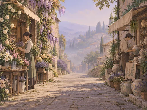 Florist and Pottery Stall — Anime wallpaper