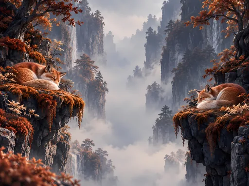 Two Foxes on the Moss — Anime wallpaper