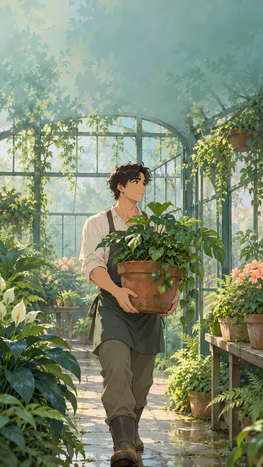 Carrying a Terracotta Planter — Anime wallpaper